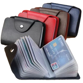 Нова 24-битов кожен калъф за визитки, държач за карти, мъжки дамски чанта за кредитни паспорти, ID-органайзер за паспортных карти, портфейл