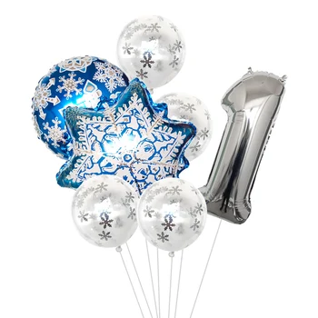 Декоративни вечерни аксесоари под формата на снежинки, Снежинки, конфети, латексный балон, фольгированный топка с номер за детски рожден Ден, Летни и зимни декорации