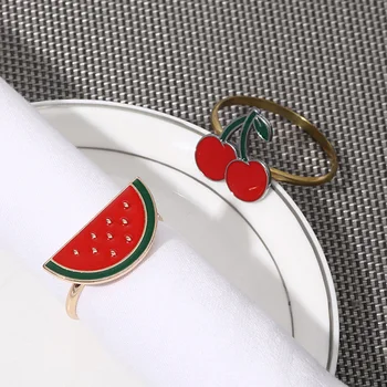 13 стилове на пръстени за салфетки във формата на плодове, сладко държач за хартия от сплав, обтегач за сватбен банкет, украса за дома масата за хранене