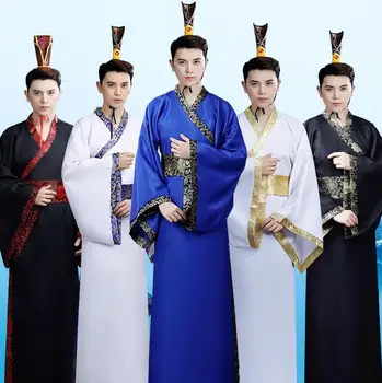 древнекитайский костюм за мъже, традиционната китайска танцови облекла за жени, сатен, халат Hanfu с дълъг ръкав, рокля за момчетата на династия Цин