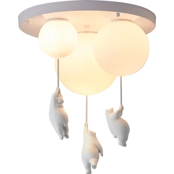 2023 Модерна подвесная полилей с бял мечок, творчески топка от бяло стъкло от смола, окачен led лампа за детска градина