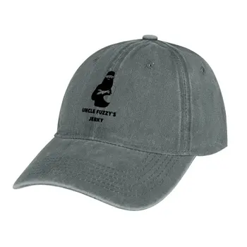 Ковбойская шапка с логото на Uncle Fuzz's Jerky, черна солнцезащитная шапка, дропшиппинг, дамски шапки, мъжки