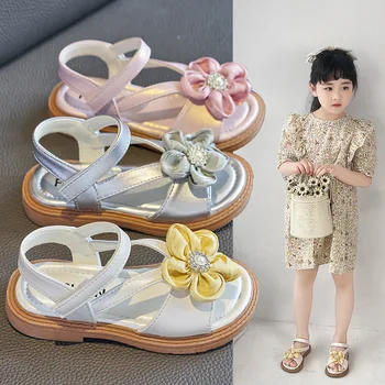 Детски обувки, сандали за момичета, колекция от 2023 година, пролетно-летни нови модни ежедневни нескользящие обувки на принцесата, сандали за малки момичета