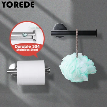 Държач за тоалетна хартия YOREDE от неръждаема стомана, монтиран на стената на притежателя на хартиени кърпи за ръце на ролка тоалетна хартия, Органайзер за рафтове, Аксесоари за баня