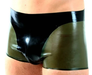 Готини мъжки къси панталони-боксерки Rubebr черно и метален зелен цвят, секси бельо, Размер XXS-XXL