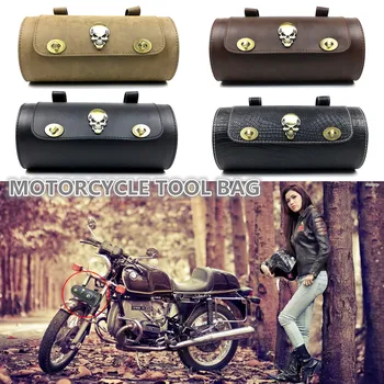 Мотоциклетът вилица, чанти за инструменти, кожена пътна чанта за съхранение на предната багажная чанта за Harley Sportster XL Touring Softail Dyna Road King