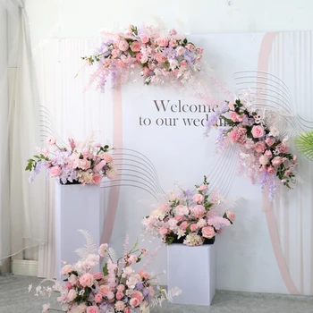 Индивидуален луксозен сватбен цвете, персиково-Розов Цветен Декор за дейности, изкуствени цветя, на фона на партита, Декорация на стени