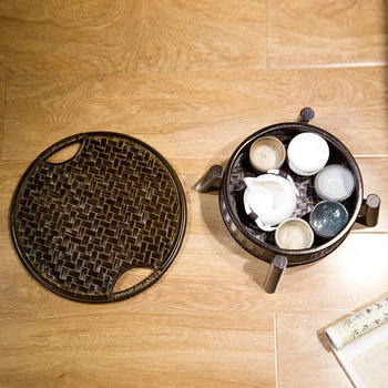Чаен поднос, чиния за японската Чаена церемония, ръчно изработени, Ракита, от бамбук, Чай, Кошница за пазаруване, Лак, китайски чайник кунг-фу, масичка