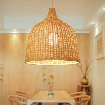 Плетени осветителни тела, окачен лампа от ратан 26*26 см, окачена лампа от югоизточна Азия, висящи лампи в японски стил, лампа E27 led лампа за осветяване