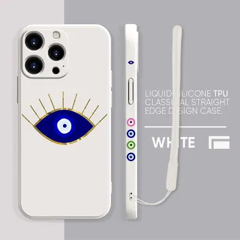 Калъф Evil Eye Art Candy Case За iPhone 13 11 12 Por Max 12 Mini X XR XS MAX SE 2020 7 8 6s Plus Силиконов Квадратен Течен Калъф Funda Capa