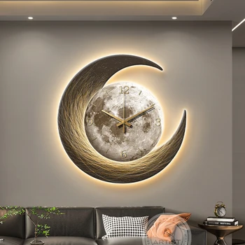 Атмосферата украса на хола led луминесцентна картина на лунните часовници ресторант подвесная модел диван фон рисувани стенни