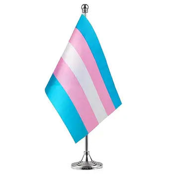 Шарени тенис на флаг, Малки мини Знамена за домашно плот с поставка, тенис на флаг за транссексуални гей-паради, метален държач хартата