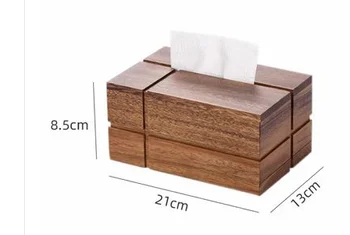 Скандинавски творчески черен орех, хартиена кутия, кутия за салфетки от масивна дървесина, японската хол, wooden многофункционална кутия за съхранение