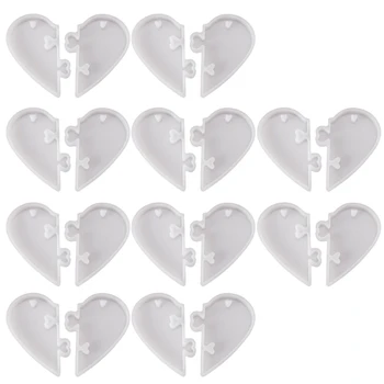 10 бр. силиконовата форма във формата на сърце с дупка, окачване-пъзел за влюбени, форми за леене