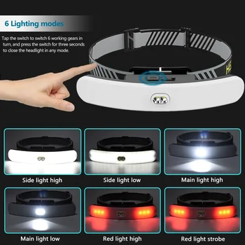 USB Акумулаторна фенерче Главоболие светлина led налобный фенер 6 режима на осветяване Супер ярък главоболие, лампа за къмпинг, риболов