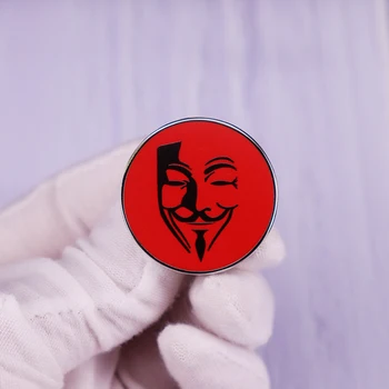Дизайн на лого V word Vendetta, икона-жени, брошка във формата на Анонимни маски на Гай Фокс, модерен Декор бижутериен