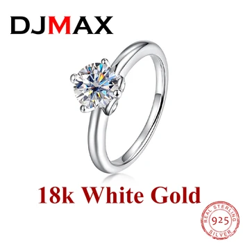 DJMAX Годежен пръстен с диамант цвят Муассанте D цвят 1 Карата Пръстен от сребро 925 проба за Жени на Едро