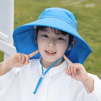 Детски летни шапки-кофи с защита от uv, градинска и плажна шапка от слънцето за момчета и Момичета, шапка с капак, регулируем шапка с широка периферия