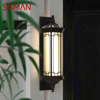 Слънчев, с монтиран на стената лампа SAMAN, съвременни улични светлини, led водоустойчива IP65 за къщи, вили, тераси, двор