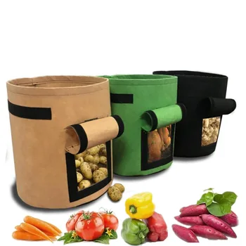 7-Галлонный текстилен гърне за домашна градина, Дишаща оранжерия, Картофи, Домати, чанта за отглеждане на зеленчуци, градина за отглеждане на Вертикално