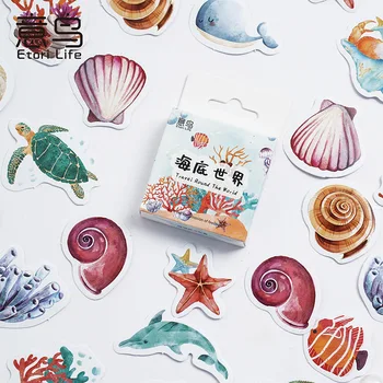 46шт Тема на Подводния Свят Креативни, Красиви Морски Животни Етикети За Scrapbooking Декоративни Стикери Сам Занаятите Фотоалбуми Kawaii