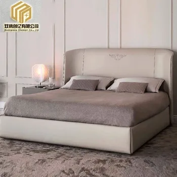 Модерна светла луксозна кожена легло спалня от масивна дървесина 1,8 м кожено легло модерна минималистичная сватбена легло в основната спалня
