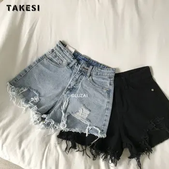 Корейски Стил Y2K Harajuku, улични модни дънкови къси панталони с висока талия, 2023 Летни дамски секси дънкови шорти Slim Fit с пискюли