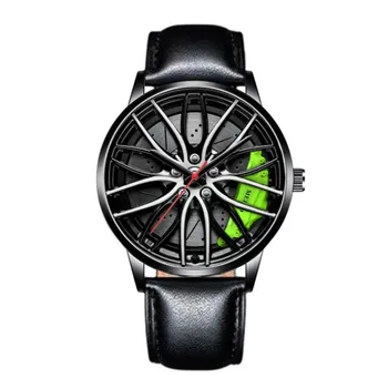 Автомобилни часовници за мъже, Водоустойчиви кварцов ръчен часовник от неръждаема стомана, спортни мъжки часовник с дизайн на главината на ръба на автомобилното колело часовници жена