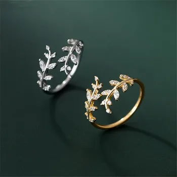 Модерен пръстен на пръста си с Листа от цирконий, класически бижута за Жени и Момичета, сватба парти jz038