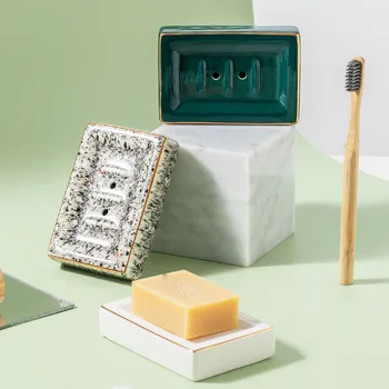 Европейски Стил Мрамор керамични Домакински препарат за съдове Сливная кутия за сапун в банята на Хотела Контейнер За Сапун В Банята Декорация на Баня