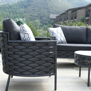 Плетени Мебели от ратан, модерен дизайн, уличен стол, 4 предмета, градински диван, висококачествена алуминиева рамка
