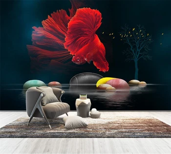 beibehang Съвременната мода, лесно лукс, креативна 3D триизмерна пешка на съдбата, гупи, камъчета, индивидуална фонова стена