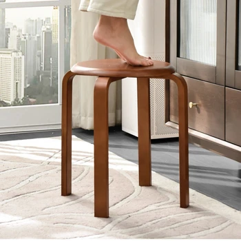 4 ПРЕДМЕТА скандинавски мебели за дома, кръгли столове от масивно дърво, маса за хол, трапезна маса, Сгъваема дървена високо столче, модерен прост