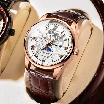 Ежедневни мъжки часовник от луксозна кожа, водоустойчиви спортни кварцов ръчен часовник с хронограф, мъжки часовник Relogio Masculino