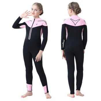 Детски нов 3.5 мм свободен водолазный костюм от неопрен за момичета, топъл неопрен с цип отпред за момчета, сърфинг, плуване, бански костюми за водни спортове, екипировка
