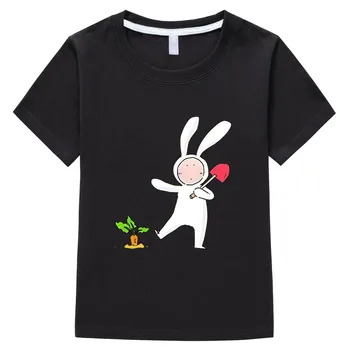 Тениска с изображение на Заек, Аниме, Сладка тениска с изображение на Манга, Къс ръкав, 100% Памук, Обикновена тениска с комиксами За момчета и момичета