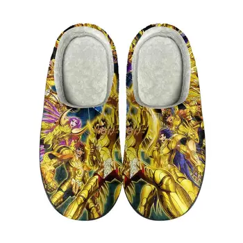 Аниме Saint Seiya Забавни домашни памучни Чехли по поръчка, висококачествени мъжки Дамски плюшен модни ежедневни обувки, водене жив топлина, минерални чехли