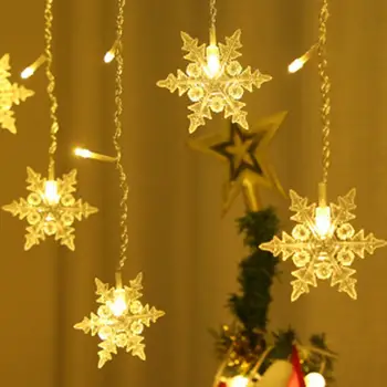Уникална низ лампа във формата на Снежинки, Не Бросающаяся в Очи Декоративна трайно шторная лампа, Led лампа във формата на снежинки, Градински Коледен декор