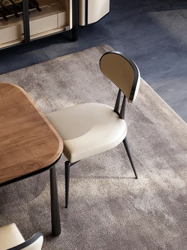 Лесен Луксозен стол за Хранене, Модерен Просто случаен стол за всекидневна премиум клас трапезария стол с дизайнерска облегалка