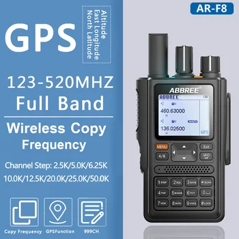 ABBREE AR-F8 GPS Уоки Токи Пълен Честотен Обхват 123-520 Mhz/Откриване на CTCSS Станция на Далечни разстояния с Висока Мощност Двустранно Радио