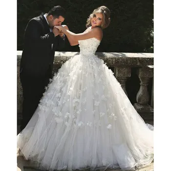 Романтична сватбена рокля с цветен аппликацией, дантелено принцеса рокля без ръкави, с дължина до пода, сшитое поръчкови сватбена рокля Robe De Mariée
