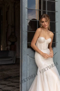 VIKTORIA Секси сватбени рокли с пайети, бродирани с мъниста, скъпа за жени, 2023, апликации на булката, Vestidos De Новия, поръчкови