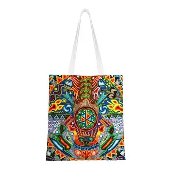 Традиционната Местна чанта за пазаруване Huichol, дамски холщовая чанта през рамо, здрави торбички за пазаруване в магазините на шамански Церемонии, народни Изкуства