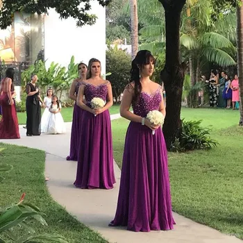 Новост 2023 г., платове с пайети, ръкави-капоры, лилава шифоновое рокля в пълен ръст за сватбени партита, vestido de fiesta para boda