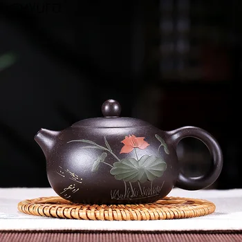 Yixing Лилаво глинен чайник с възлест дупка филтриране Xishi Чайник, Ръчна изработка на красотата кана Чай и прибори Индивидуални подаръци 200 мл