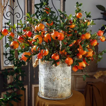 83 см 6 Плодове Изкуствен Нар с Листа за Декорация на дома, Мека Украса Реквизит за снимки Имитация на плодове