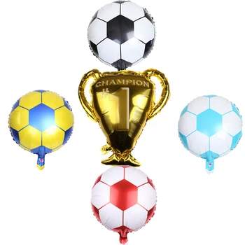 5шт Футболни Thrmr Вечерни Балони Първенство Трофей Балони Комплект За Момчета Възрастен Футбол Спортна Тема Аксесоари За Парти в Чест на рождения Ден