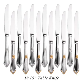 Кралски комплект от 6 десертни ножове, огледално полиран комплект от 6 десертни ножове, могат да се мият в съдомиялна машина, подходящ за домашна употреба, кухня, механа