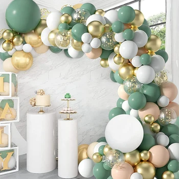 Комплект за арка със зелен венец от балони, балон, за парти в стил сафари, декор за парти в чест на рождения ден, детски Душ, латексова верига за сватбени топки