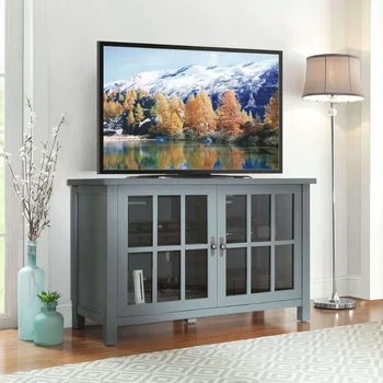 Better Homes & Gardens Оксфорд квадратна стойка за телевизор с диагонал до 55 инча, антични синя поставка за телевизор, мебели за хол шкаф за телевизор